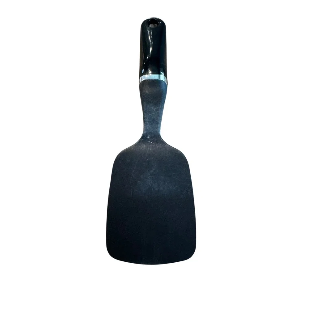 KitchenAid Black Nylon Short Turner Spatula Heat Resistant Non-Stick Safe Chrome